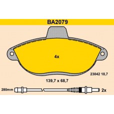 BA2079 BARUM Комплект гальмівних колодок дисковий гальм