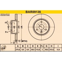 BAR09136 BARUM Гальмівний диск