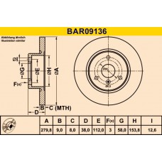 BAR09136 BARUM Гальмівний диск