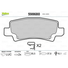 598680 VALEO КомплеК т гальмівних колодок, дискове гальмо