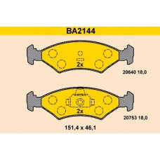 BA2144 BARUM Комплект гальмівних колодок дисковий гальм
