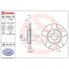 09.C422.75 BREMBO Гальмівний диск
