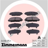 24336.175.1 ZIMMERMANN КомплеК т гальмівних колодок, дискове гальмо