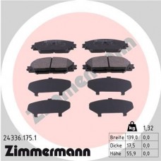 24336.175.1 ZIMMERMANN КомплеК т гальмівних колодок, дискове гальмо