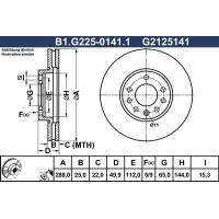 B1.G225-0141.1 GALFER Гальмівний диск