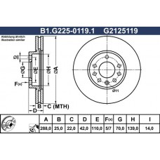 B1.G225-0119.1 GALFER Гальмівний диск
