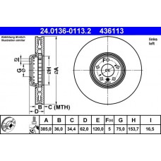 24.0136-0113.2 ATE Гальмівний диск