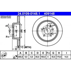 24.0109-0148.1 ATE Гальмівний диск