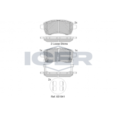 182305 ICER Комплект гальмівних колодок дисковий гальм