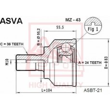 MZ-43 ASVA Шарнирный комплект, Привідний вал