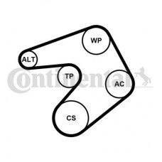 6PK1205WP1 CONTINENTAL CTAM Водяний насос комплект ручейкових ременів