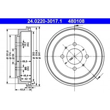 24.0220-3017.1 ATE Гальмівний барабан