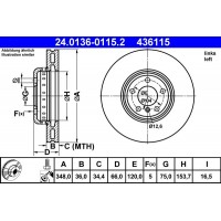 24.0136-0115.2 ATE Гальмівний диск