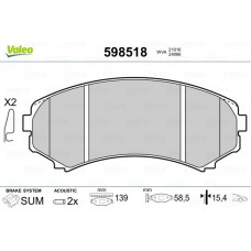 598518 VALEO Комплект гальмівних колодок дисковий гальм