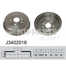 J3402016 NIPPARTS Гальмівний барабан