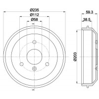 8DT 355 301-581 HELLA Гальмівний барабан