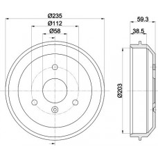 8DT 355 301-581 HELLA PAGID Гальмівний барабан