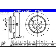 24.0110-0329.1 ATE Гальмівний диск