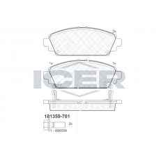 181359-701 ICER Комплект гальмівних колодок дисковий гальм