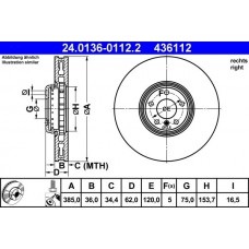 24.0136-0112.2 ATE Гальмівний диск