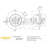 BD-2049 FREMAX Гальмівний диск