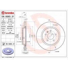 09.N363.31 BREMBO Гальмівний диск