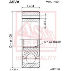 VWIU-5021 ASVA Шарнирный комплект, Привідний вал