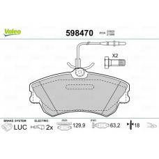 598470 VALEO Комплект гальмівних колодок дисковий гальм