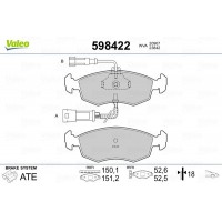 598422 VALEO КомплеК т гальмівних колодок, дискове гальмо