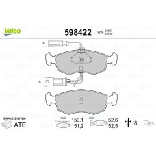 598422 VALEO КомплеК т гальмівних колодок, дискове гальмо