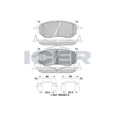 181697-066 ICER Комплект гальмівних колодок дисковий гальм