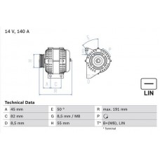 0 986 047 380 BOSCH Генератор