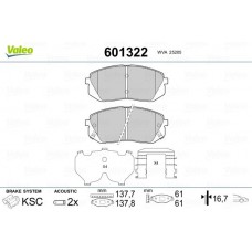 601322 VALEO КомплеК т гальмівних колодок, дискове гальмо