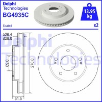 BG4935C DELPHI Гальмівний диск