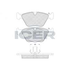 181550 ICER Комплект гальмівних колодок дисковий гальм