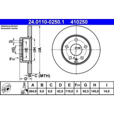 24.0110-0250.1 ATE Гальмівний диск