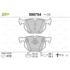 598754 VALEO Комплект гальмівних колодок дисковий гальм