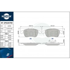 RT 2PD20790 ROTINGER Комплект гальмівних колодок дисковий гальм