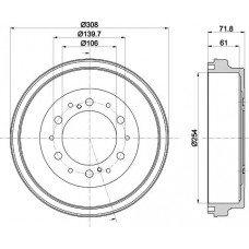 8DT 355 302-421 HELLA Гальмівний барабан