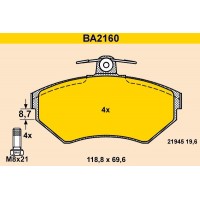BA2160 BARUM Комплект гальмівних колодок дисковий гальм