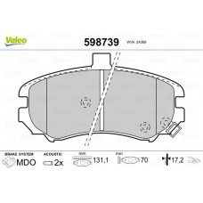 598739 VALEO Комплект гальмівних колодок дисковий гальм