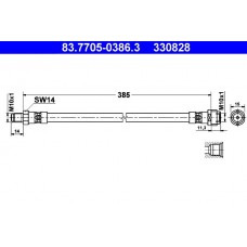 83.7705-0386.3 ATE Гальмівний шланг