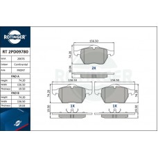 RT 2PD09780 ROTINGER Комплект гальмівних колодок дисковий гальм