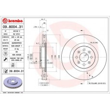 09.8004.31 BREMBO Гальмівний диск