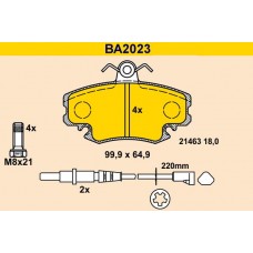 BA2023 BARUM Комплект гальмівних колодок дисковий гальм