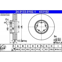 24.0133-0102.1 ATE Гальмівний диск