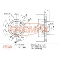 BD2592 FREMAX BRAKE DISC HIGH CARBON , DRILLED