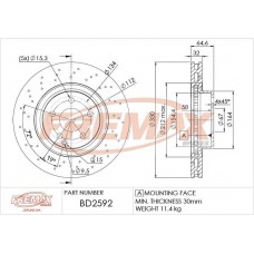 BD2592 FREMAX BRAKE DISC HIGH CARBON , DRILLED