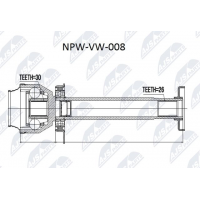NPW-VW-008 NTY Шарнирный комплект, Привідний вал