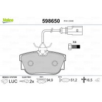 598650 VALEO КомплеК т гальмівних колодок, дискове гальмо